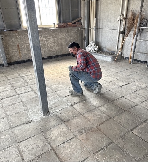 Step 1: Inspect rooftop floor condition and measure the area